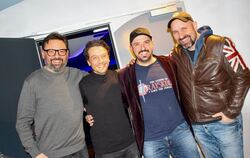 Regisseur Andreas Kröneck, Hauptdarsteller Harald Hauber, Musikproduzent Antonio Fernandes Lopes und Dominik Kuhn (von links) be