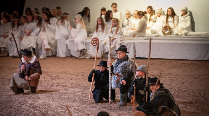 Lebendige Bilder zurWeihnacht in Marbach: Das bedeutet immer auch ein Großaufgebot an Akteuren, Schauspielern, Musikern und Tier