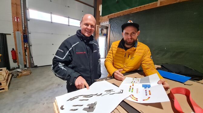 Thomas Traub (links) und Samuel Löffler freuen sich darauf, den Pop-up Bike Park am 2. Februar zu eröffnen.