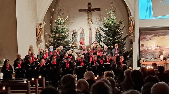 In der festlich illuminierten Trochtelfinger Kirche St. Martin bot der Kirchenchor ein überzeugendes Konzert, bei dem auch das P