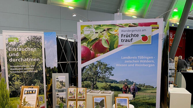 Landkreis und die Städte Tübingen, Mössingen und Rottenburg treten unter dem Label »Früchtetrauf« gemeinsam auf der CMT auf.