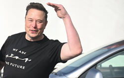 Firmengründer Elon Musk mit einem Tesla-Auto. 