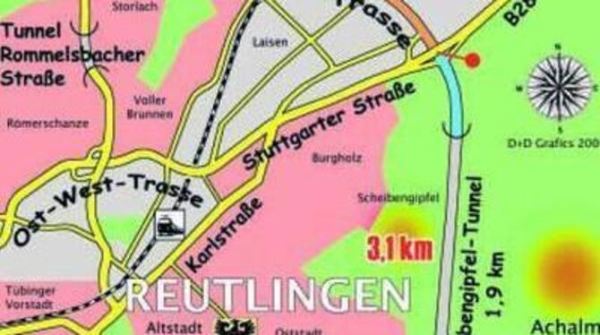 Die Umfahrung: Eine Kombination aus Tunnel und Dietwegtrasse. GRAPHIK: GEA-ARCHIV