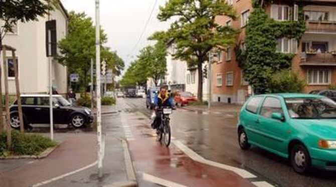 Ein bedrohtes Refugium: der Radweg in der Kaiserstraße. Die ihn kennzeichnenden Schilder wurden jetzt von Gesetzes wegen abmonti