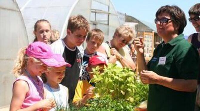 Am Geruch Kräuter erkennen: Eines der vielen Angebote für Kinder. GEA-FOTO: IWA