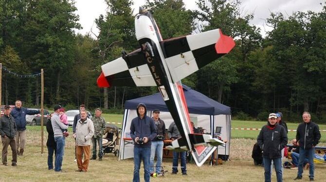 Die Torque-Rolle (Hovering) knapp über dem Boden – hier mit der »Extra 300« – gehört auch unter den Modellfliegern zu den höchst