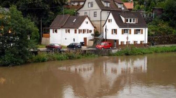 Viel Wasser, aber kein Hochwasser: Der Neckarpegel bei Mittelstadt ist mächtig angestiegen. GEA-FOTO: PACHER