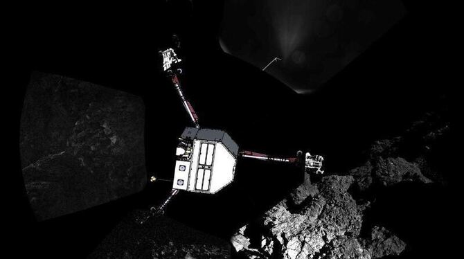 Landeroboter »Philae« war am 12. November 2014 auf dem Kometen »Tschuri« gelandet. Foto: ESA/Rosetta/Philae/CIVA