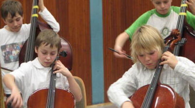 Konzentriert: Fünfer aus der Streicherklasse des Münsinger Gymnasiums. GEA-FOTO: DEW