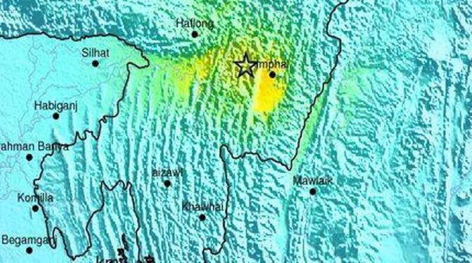 Die US-Erdbebenwarte USGS gibt die Stärke des Erdbebens im Nordosten Indiens mit 6,7 an. Foto: USGS