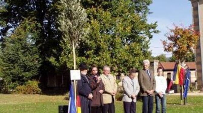 Zur Feier von 10 Jahren Partnerschaft zwischen Pliezhausen und dem Pays Mornantais wurde jetzt auch eine Eiche gepflanzt. FOTO: