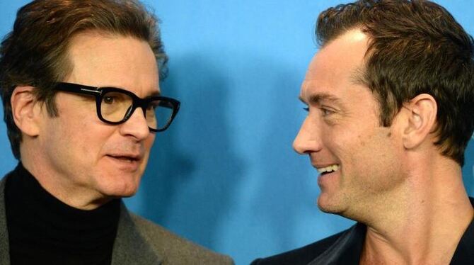 Colin Firth (l.) und Jude Law stellten ihren Film »Genius« in Berlin vor. Foto: Ralf Hirschberger