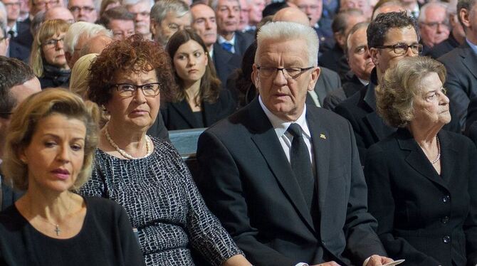 Die Musikerin Anne-Sophie Mutter, der Ministerpräsident von Baden-Württemberg, Winfried Kretschmann (Grüne), Ehefrau Gerlinde Kr