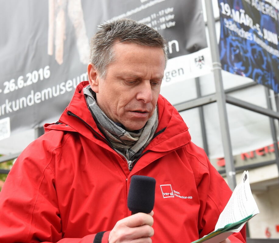 ver.di Kundgebung auf dem Marktplatz Reutlingen 27. April 2016