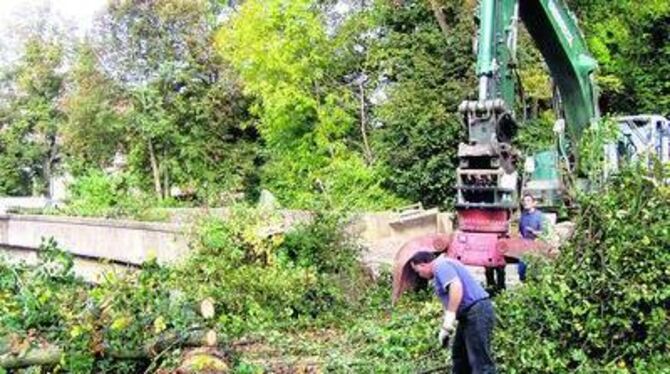 Die Arbeiten für die Kompletterneuerung der Ermsbrücke in Neckartenzlingen haben diese Woche begonnen. Zunächst mussten die Baua