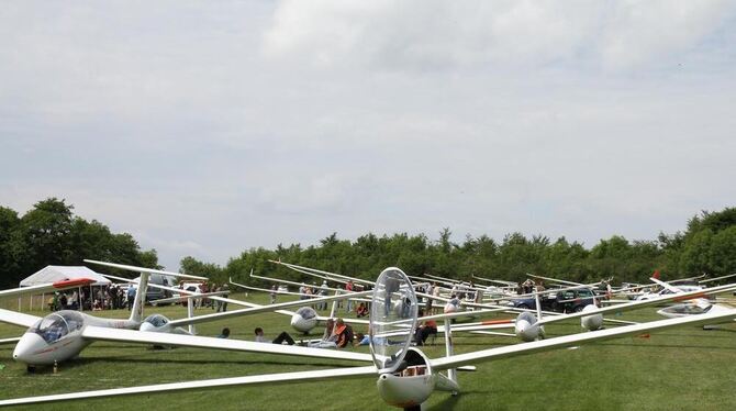 30 Segelflugzeuge sind in diesem Jahr beim Farrenberg-Flugwettbewerb mit dabei. Besucher sind willkommen.  FOTO: VEREIN