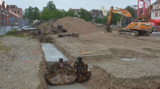 Die Arbeiten für den Präsidiums-Erweiterungsbau haben begonnen. GEA-FOTO: MEYER