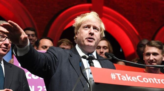 Boris Johnson, früher Bürgermeister von London, auf einer Veranstaltung der Brexit-Befürworter. Foto: epa