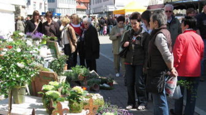 Beim Gartenmarkt gab's in Münsingen feine Pflanzen zu kaufen. GEA-FOTO: JSG