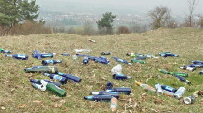 Spuren des Saufgelages beim Wanderparkplatz »Alter Morgen« bei Belsen. FOTO: MEYER