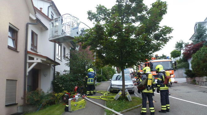 Bereits 30 Minuten nach den ersten eingegangenen Notrufen konnte »Feuer aus« gemeldet werden. Foto: Feuerwehr Eningen